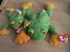 Beanie Baby Retired Smoochy The Frog PVC Pellets  Teenie Baby Both w/Tags