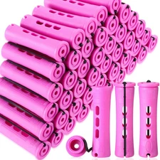 60 Pcs Short Perm Rods Natural Hair Perm Rods with Elastic Rubber Band Non Sl...