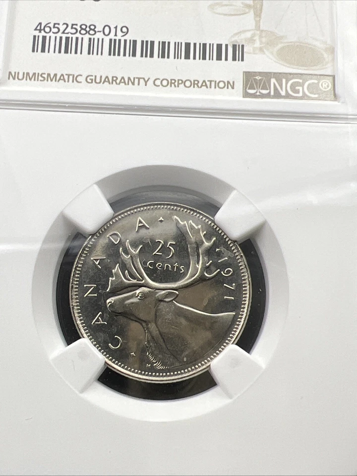 1971 Canada 25c Twenty Five Cent Caribou Quarter Coin NGC MS66 Gem BU Certified - Image 4 of 4