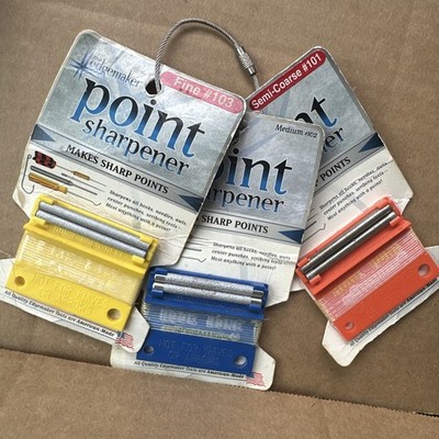 EDGEMAKER Point Sharpener  SHARPENS ANYTHING W/ A POINT 3pc Fine Medium Semi USA