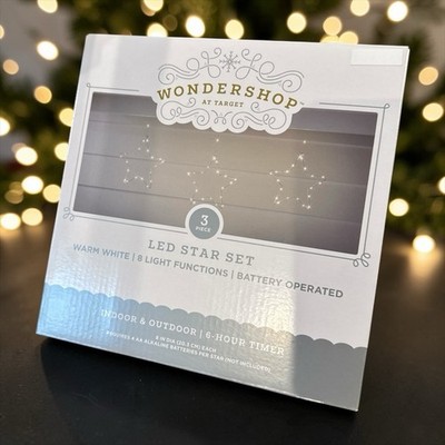 Christmas Wondershop  LED STAR SET-Warm White-8 Settings/3 Piece  Indoor Outdoor
