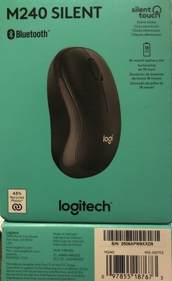New Sealed Logitech M240 Silent Wireless Mouse Graphite 910-007113
