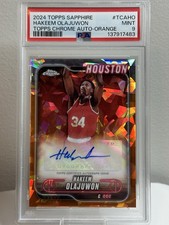 HAKEEM OLAJUWON AUTO /25 2024-25 Topps Chrome Sapphire Orange Refractor PSA 9
