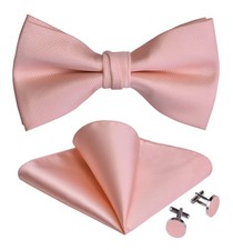 Bow ties for Men Rose Gold Bow Tie Solid Silk Woven Pre-tied Bowtie and Pocke
