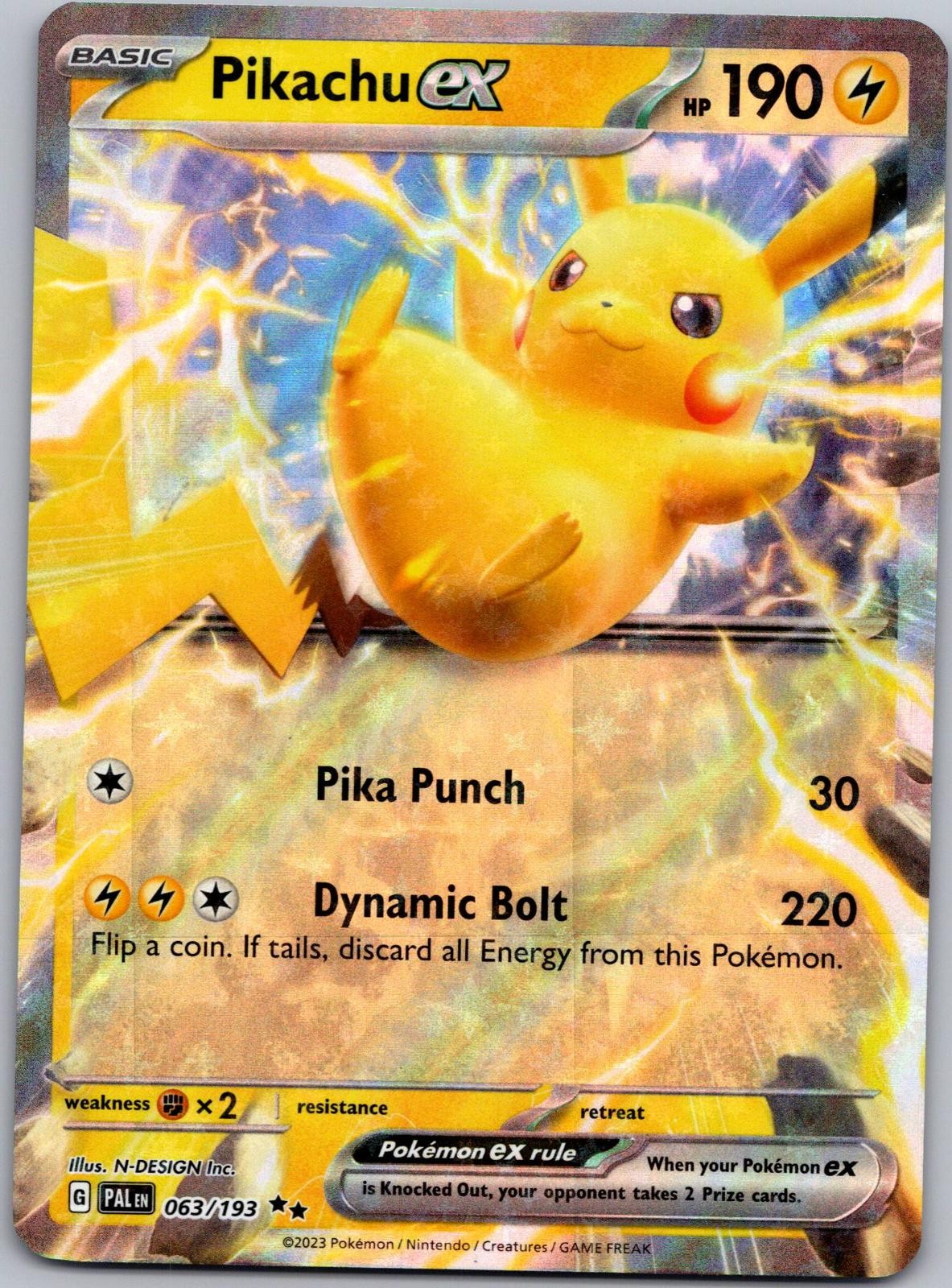 PIKACHU EX 063/193 NEAR MINT HOLO PALDEA EVOLVED DOUBLE RARE POKEMON