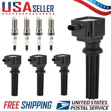 4PACK UF670 Ignition Coil Pack & Spark Plugs For Ford Explorer Focus Lincoln MKC