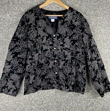 VTG Whimsigoth Dark Fairy Women s Floral Rose Velvet Jacket Top Black Purple 24W