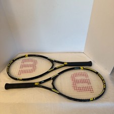2 Wilson Two Tour Slam Tennis Racquets Stop Shock 4 1/2 " Black Yellow