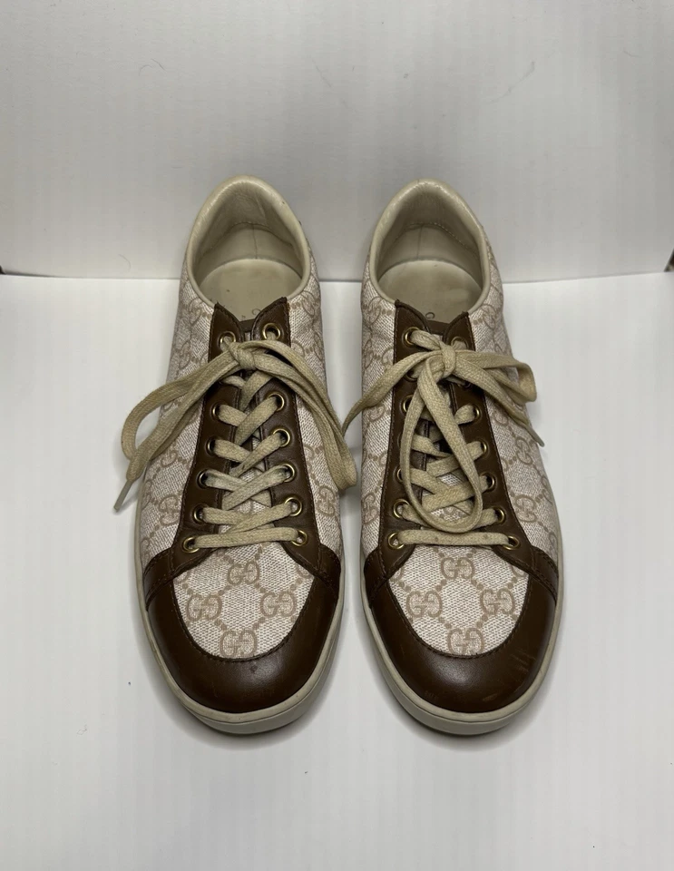 Zapatillas Gucci GG Brooklyn para hombre, blancas/beige/bronceadas, talla para hombre 7,5/euro 37 ¡con caja! Foto 2 de 4