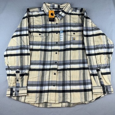 New Carhartt  Relaxed Fit Tencel Fiber Series Plaid Long Sleeve Flannel Shirt 3X