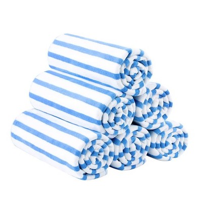 JML Microfiber Beach Towels, Large Bath Towel 6 Pack-27'' x 55'', Stripe Blue