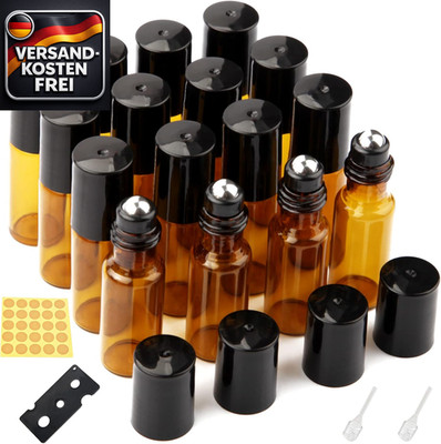 Roll on Glasflaschen 5ml für ätherische Öle & Kosmetika 16 Stück