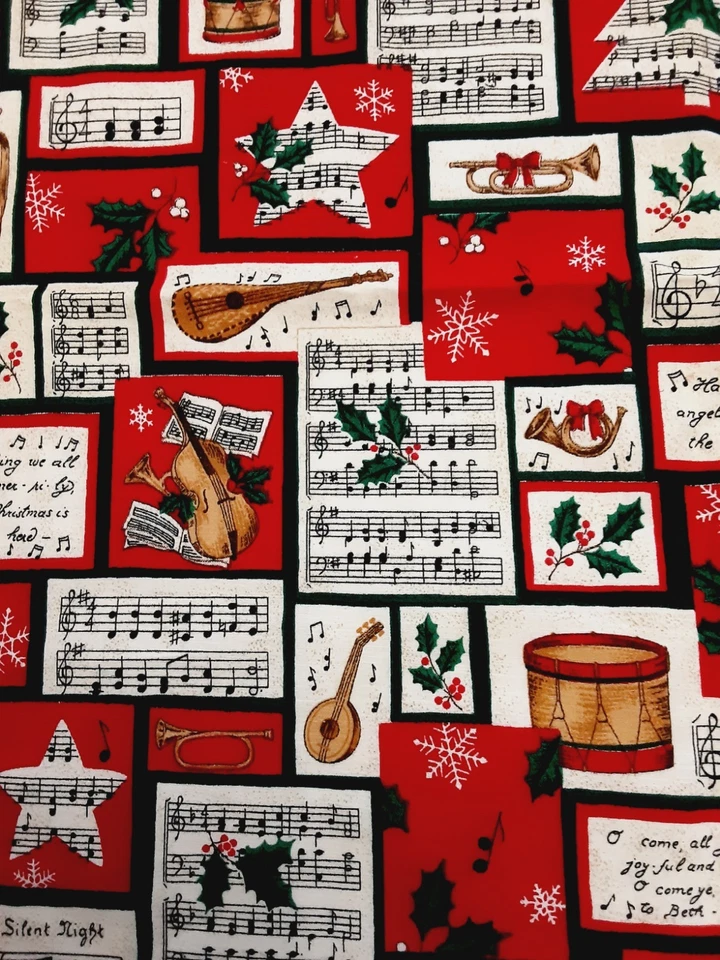 Fabric Traditions 3 yds x 44 CHRISTMAS Holiday Music Hollies 1997 - Image 2 of 4