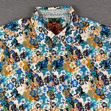 Robert Graham Shirt Mens M Multicolor Floral Geometric Short Sleeve Button