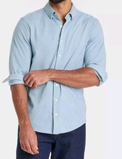 Men's Long Sleeve Button-Down Casual Shirt - Large Goodfellow Pique Dress Shirt