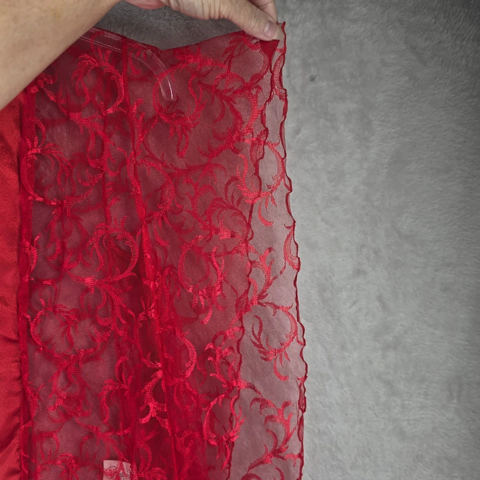 Lencería Fantasy Mujer Rojo Encaje Bata Transparente Kimono Cubrir Frente Abierto Talla Única Foto 4 de 4
