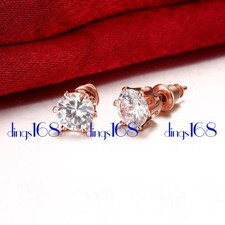 18K Rose Gold Filled HypoAllergenic 6mm Cubic Zirconia CZ Stud Post Earrings Y1Q