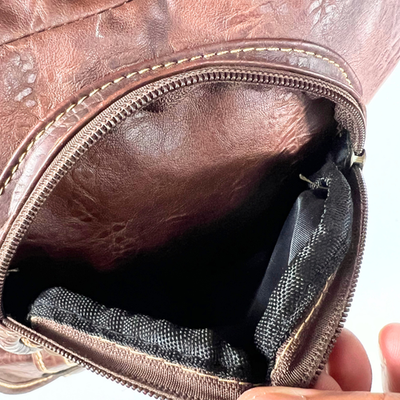 Vintage Diesel Backpack Brown Leather Y2K 90s Rare Bag Distressed