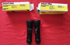 VINTAGE NEW OLD STOCK! BRIGHT STAR 2 CELL INDUSTRIAL FLASHLIGHT 2618 BLACK 