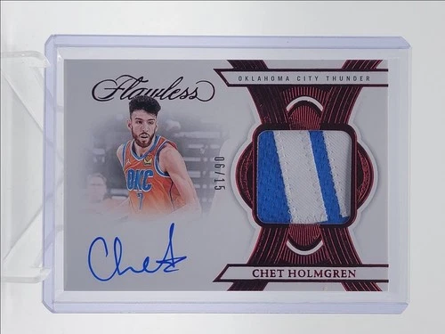 CHET HOLMGREN 2024-25 FLAWLESS PATCH AUTOGRAPH RUBY THUNDER AUTO /15 Q5692