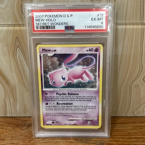 2007 Pokemon D&P Diamond and Pearl Mew Holo Secret Wonders #15 PSA 6