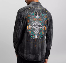 Affliction Clothing Men  s Premium  DESPISE  Long Sleeve Button Down Woven Shirt