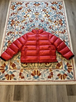 Nike NOCTA Red Down Puffer Jacket XXL Full Zip Logo Accents Short Winter