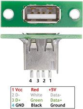 5pcs USB Type-A Female DIY OEM Socket Connector with Panel Mount USB 2.0 480M...