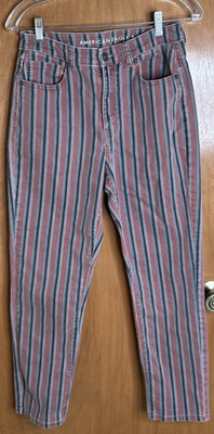 American Eagle Outfitters Jeans Womens Sz 6 Striped High Rise Regular 90s Retro
