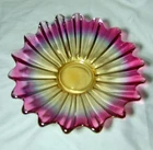 Gorgeous Vintage 1950s Federal Glass Pink Amethyst 9" Starburst Low Profile Bowl