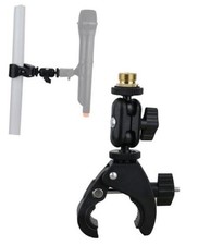 Mic Crab Clamp Microphone Mount with Double Ball Head Adjustment 1/4" to 5/8"