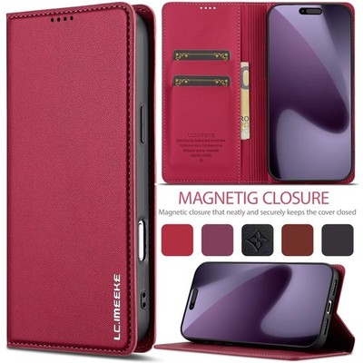 For iPhone 17 Pro Max Air 16 15 14 Plus 13 12 Magnetic Flip Wallet ID Card Case