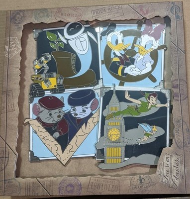 WDW Love Is An Adventure LE 500 WALL-E Rescuers Donald Peter Pan Super Jumbo Pin