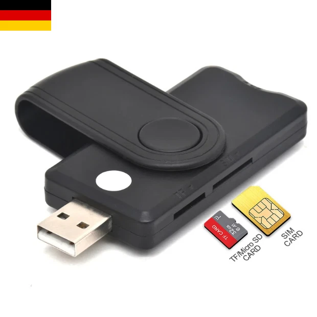 SIM Kartenleser Personalausweis Lesegerät Smart Card Reader USB Chipkartenleser - Bild 3 von 4