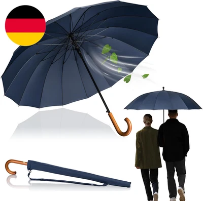 LOGAN & BARNES Stockschirm Sturmfest Ø120Cm Mit Hochwertigem Echtholzgriff Und G
