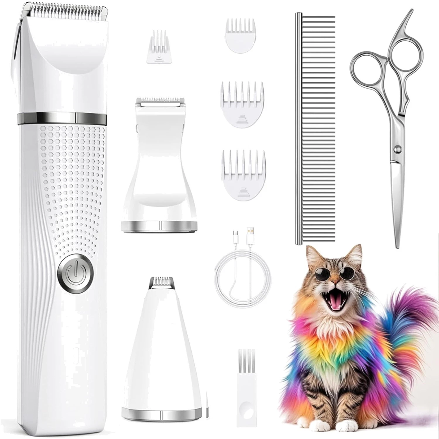 Cat Grooming Clippers Kit with Paw Trimmer 3 in 1 Electric Pet Hair Trimmer