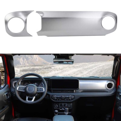 2x Silver Dashboard Side Copilot Panel Covers Kit for Jeep Wrangler JL JT 2024+