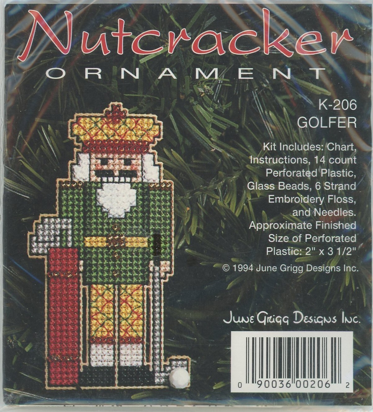 June Grigg Christmas Nutcracker Golfer Counted Cross Stitch Beading Kit