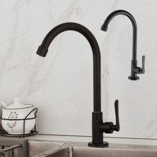 Matte Black Kitchen Faucet 1 Lever Only Cold Faucet Deck Mounted Spray Spout Tap