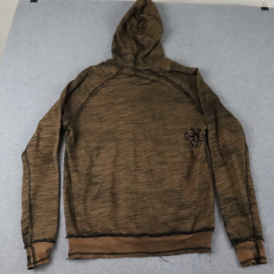 Мужская толстовка с капюшоном Affliction средний пуловер вязаная толстовка коричневая с длинным рукавом с черепом - Изображение 3 из 4