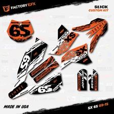 White & Orange Slick Racing Graphics Kit fits 09-15 KTM 65sx 65 sx Decal Sticker