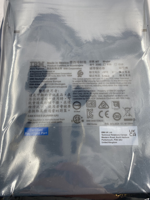 IBM 35P2878 3592 (TS3500) E06 (TS1130) 4GB FC TAPE DRIVE