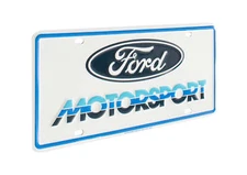 Ford Motorsport Mustang Front or Rear Metal License Plate Insert - Blue & White