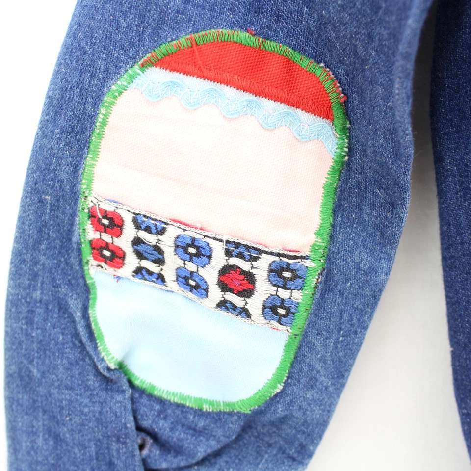 Saks Fifth Avenue Girls Denim Jacket Embroidered Patches  Bermuda Size 6 USA VTG - Image 4 of 4