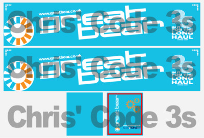 Code 3 selbstklebendes Anhänger Aufkleber - Culina Great Bear - 1/50 1/64 1/76 1/87 1/148 