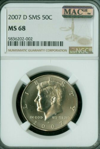 2007 D KENNEDY HALF NGC MS68 SMS 2ND FINEST REGISTRY MAC SPOTLESS * - Picture 1 of 4