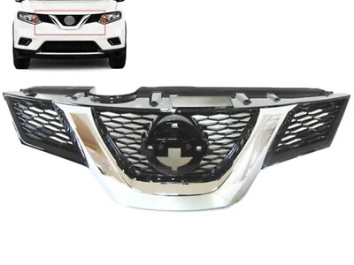 Fits 2014-2016 Nissan Rogue Front Bumper Upper Grille Chrome With Camera Option