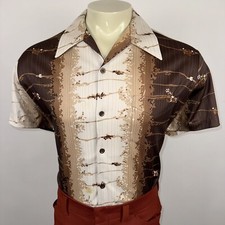 Vtg 60s 70s Disco Shirt Mens XL Hippie Nik Abstract Ugly Mod Jalens Big Tall 1X