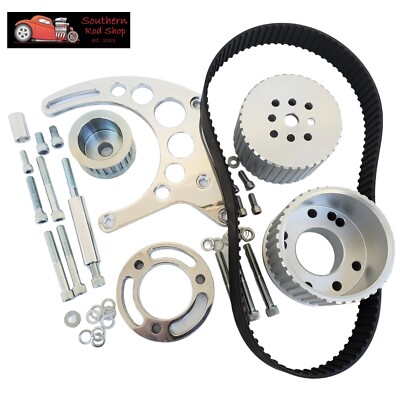 Small Block Chevy Gilmer Drive Aluminum Alternator Bracket & Pulleys