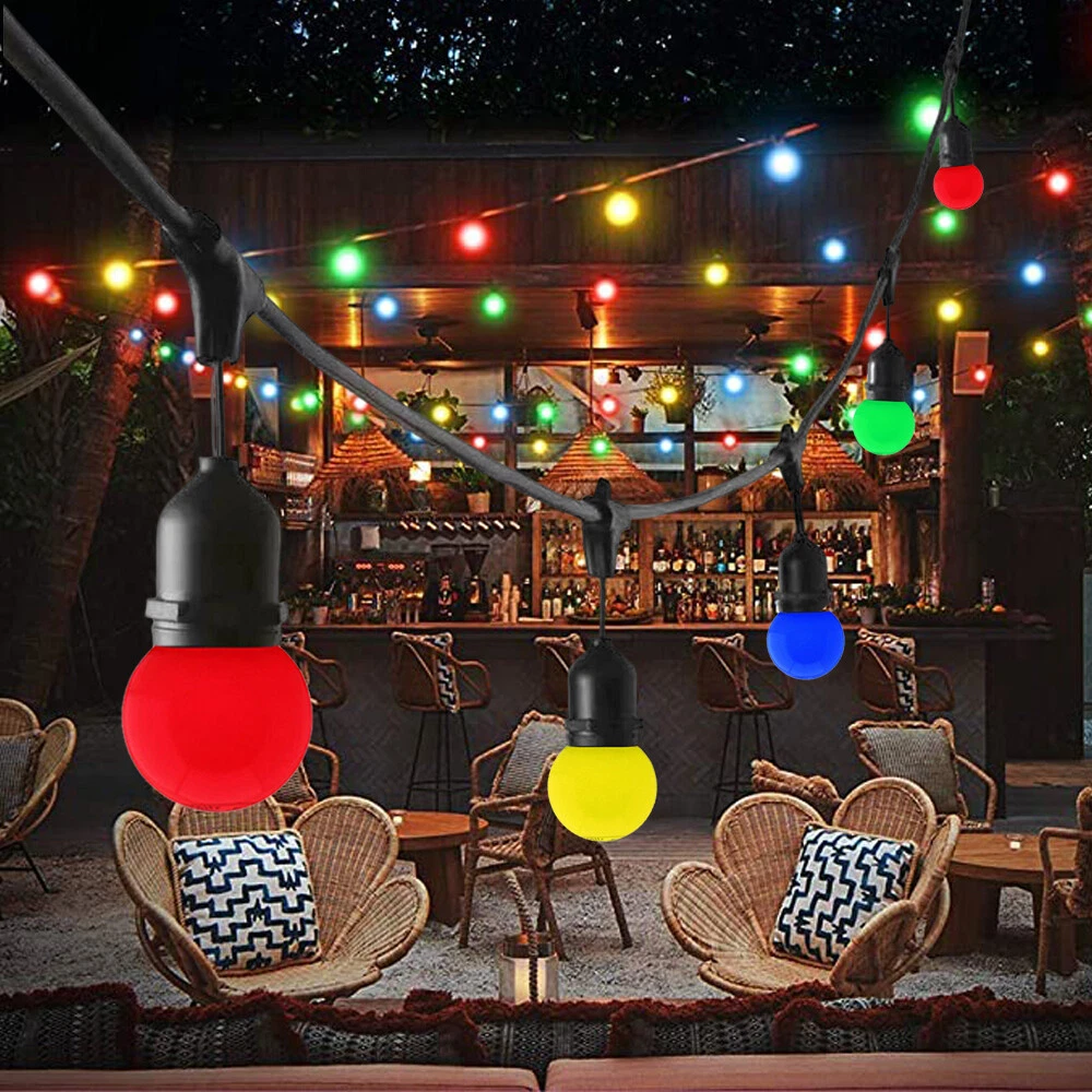 20m Multicolor G45 LED Globe Black Cable Festoon String Lights Wedding Festival